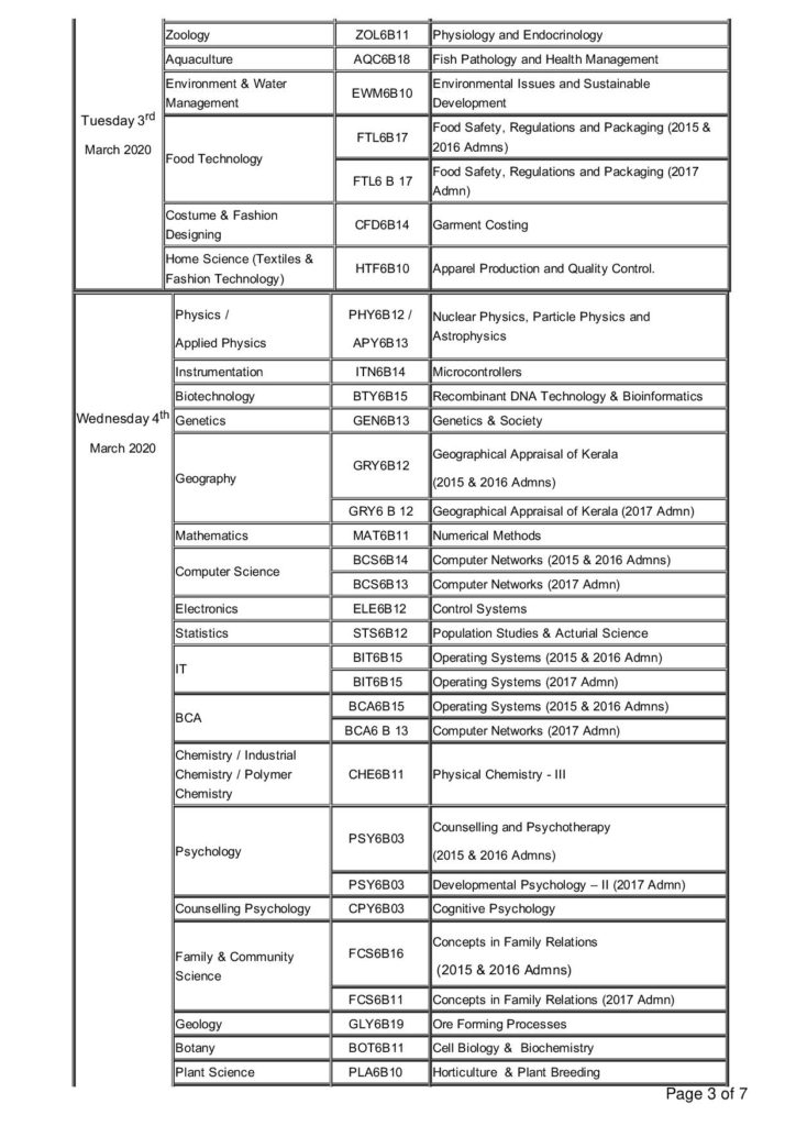 bsc time table 3