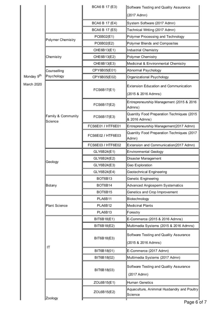 bsc time table 6