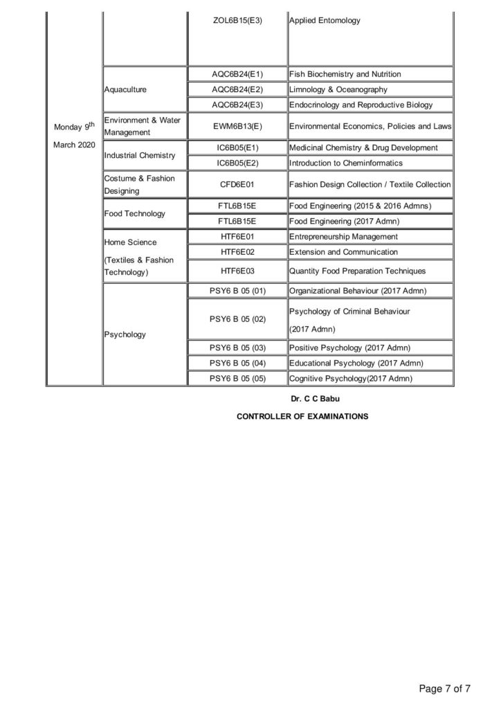 bsc time table 7