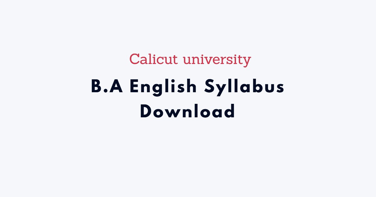 calicut university ba english syllabus download