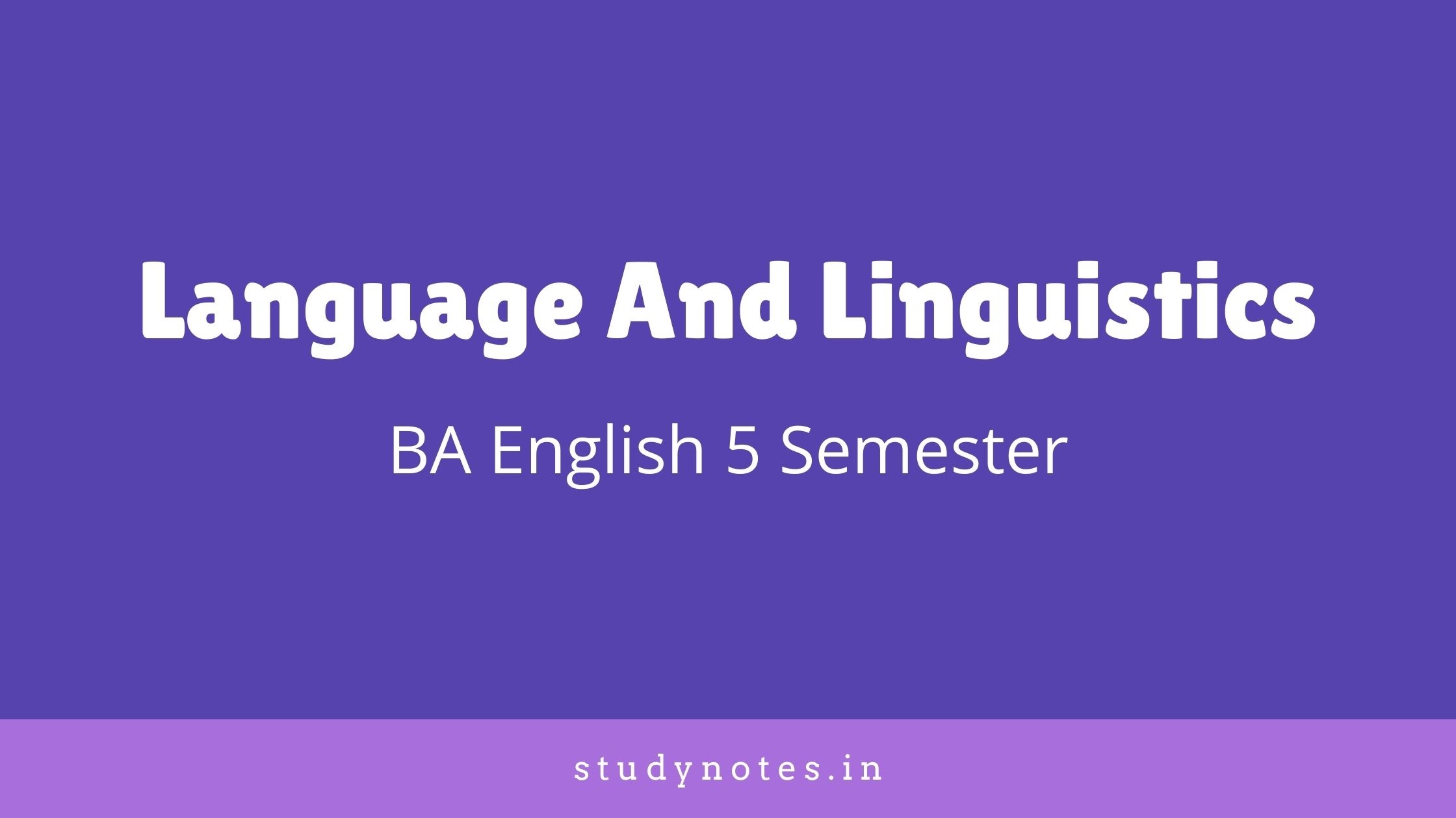 Language and linguistics qp