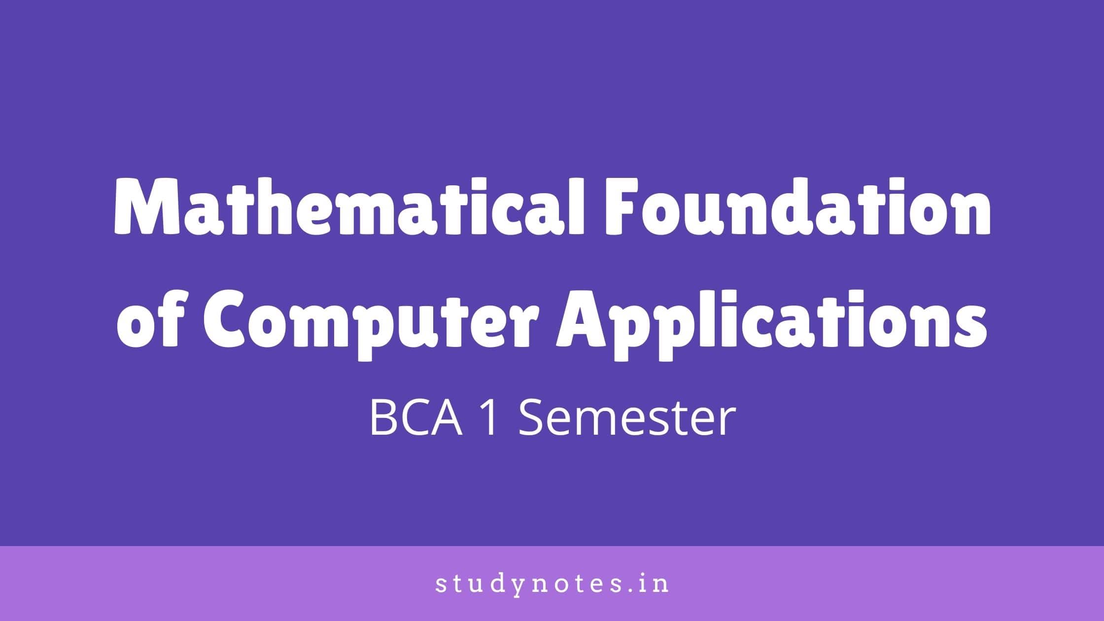 Degree Mathematical Foundation of Computer Applications Previous Question Paper
