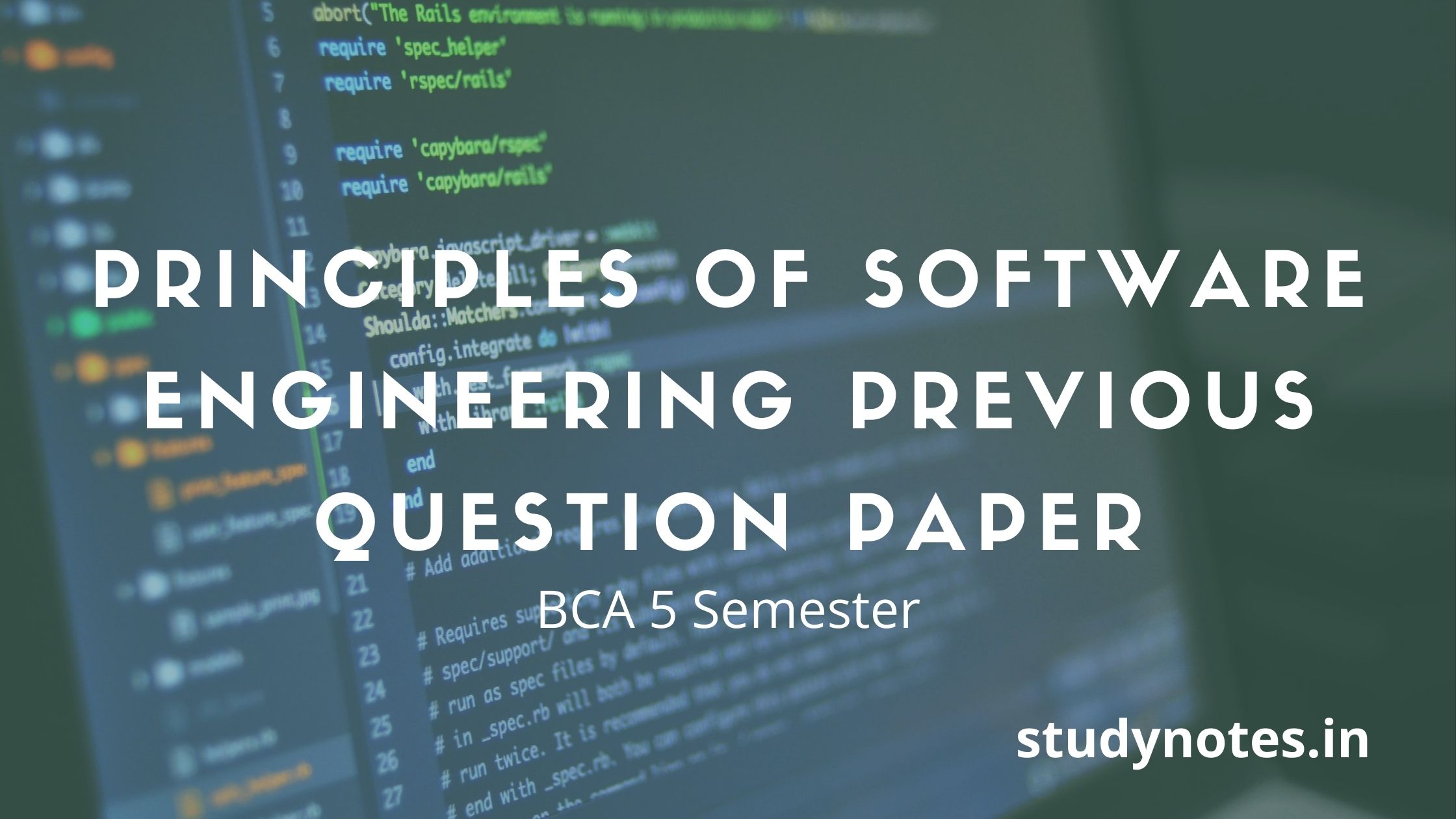 BCA Degree Principles of Software Engineering Previous Question Paper