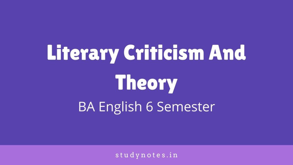 Literary criticism And Theory Previous Question Paper