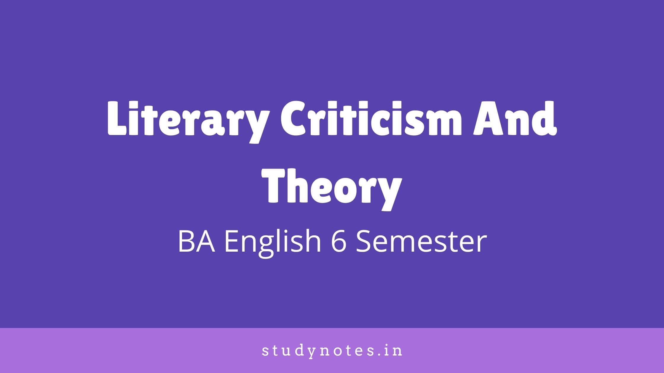 Ba English Literary criticism And Theory Previous Question Paper