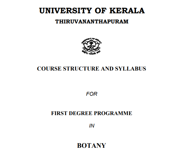 Kerala University BSc Botany Syllabus