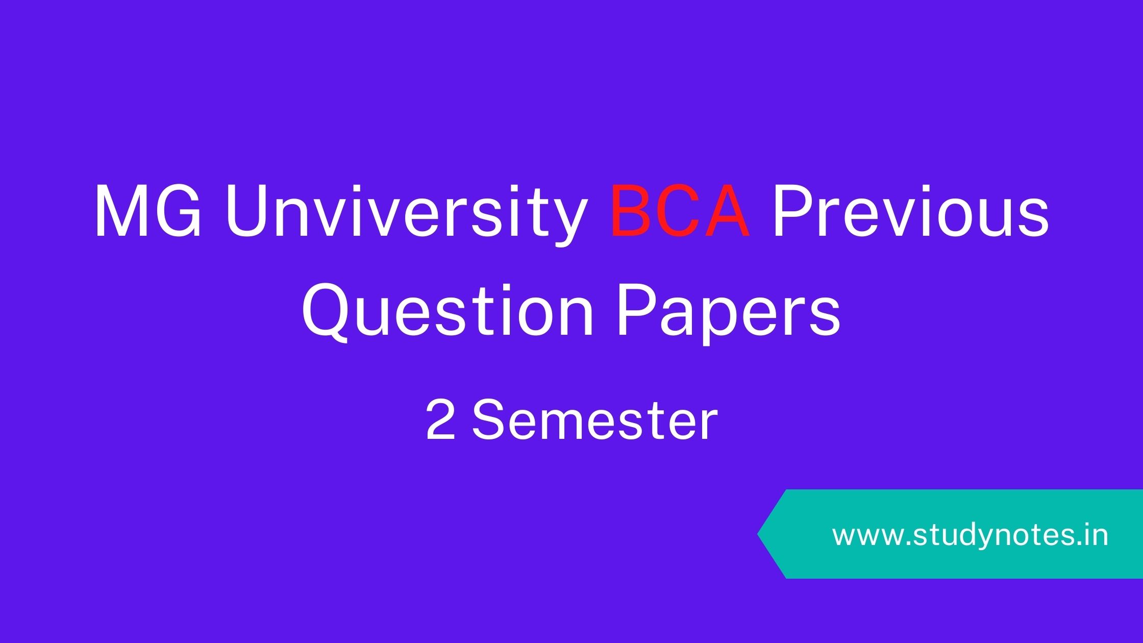MG University BCA Second Semester Previous Question Paper