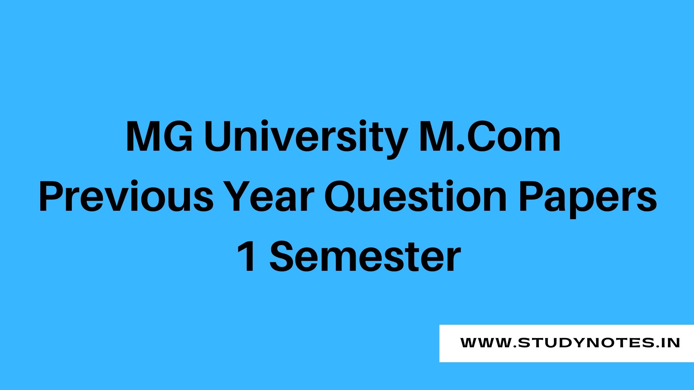 M.Com First Semester Previous Question Paper