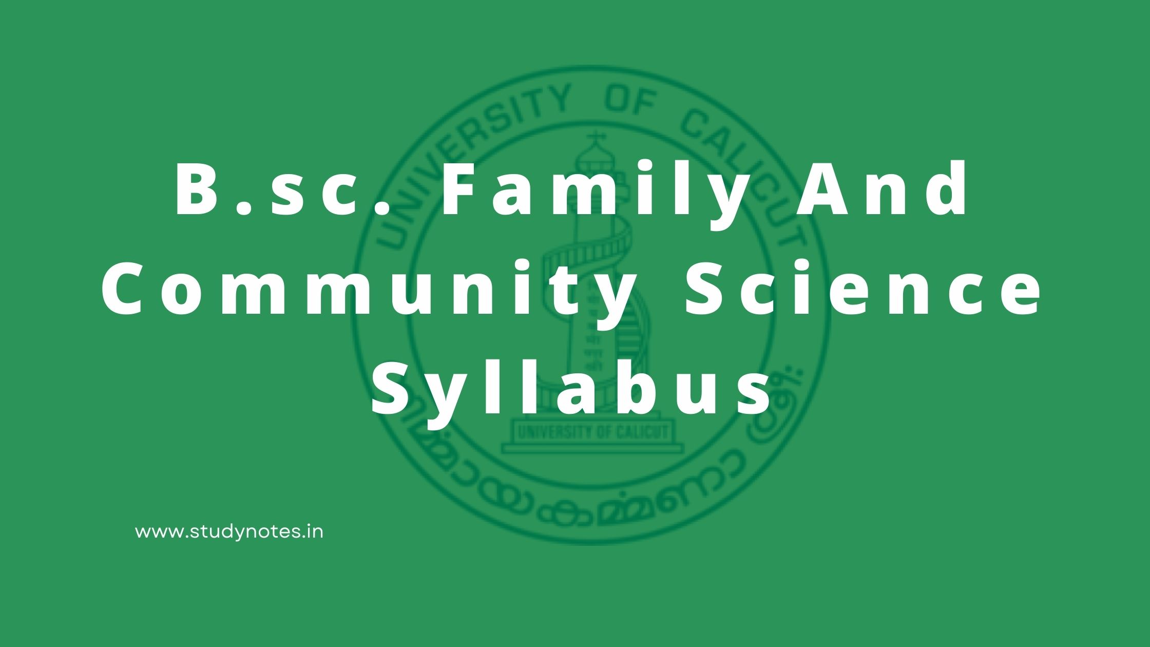 B.sc. Family And Community Science Syllabus