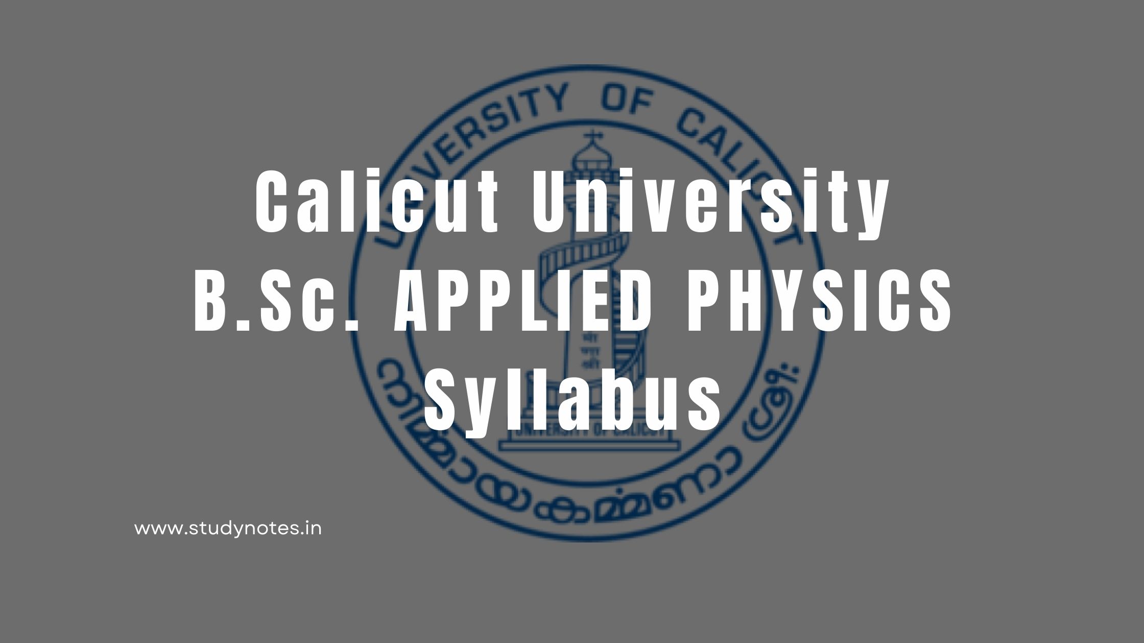 BSc. Applied Physics Syllabus