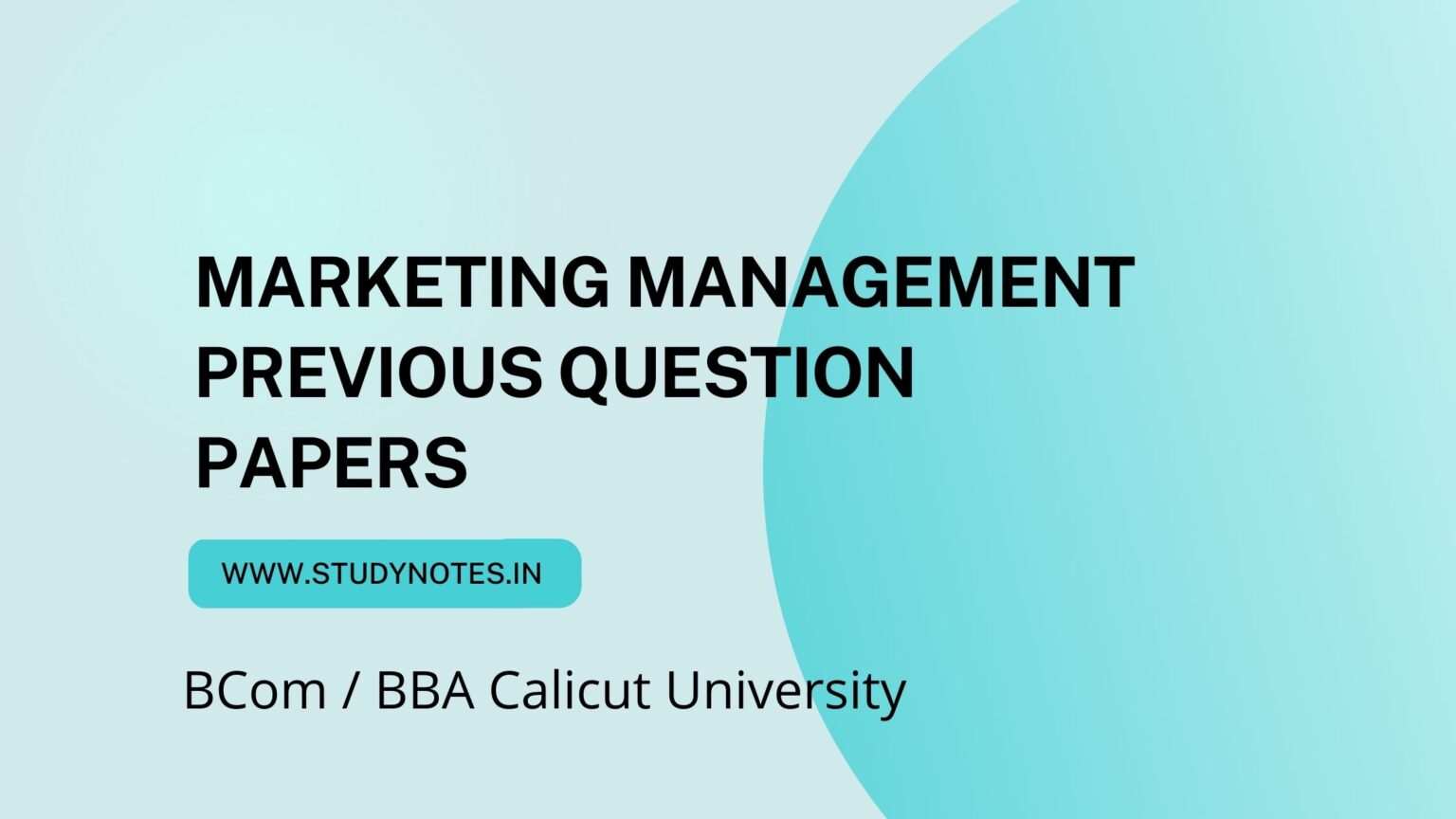 BCom Marketing Management Previous Year Question Paper Calicut ...