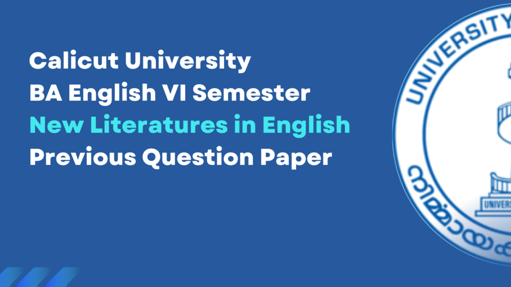 BA English New Literatures in English Previous Year Question Papers
